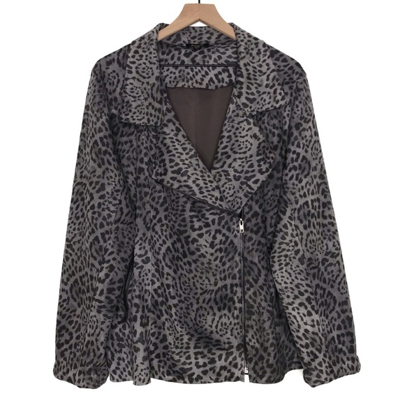 ODDY Spotted Cheetah Vegan Suede Moto Jacket 2xl /3xl - Picture 8 of 8